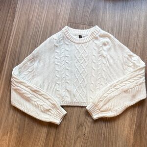 Divided White Cable Knit Sweater